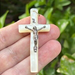 Vintage Mother of Pearl Cross Pendant